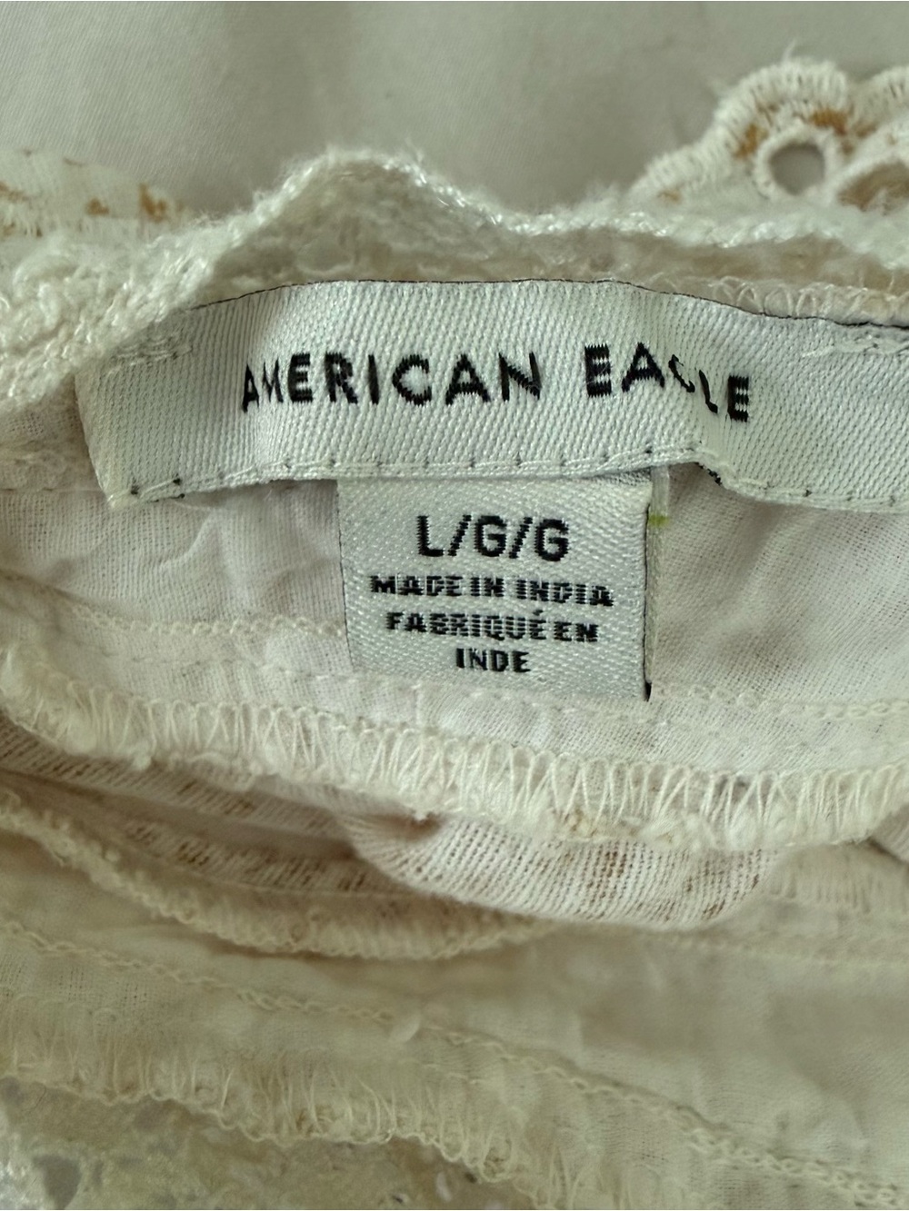 Women’s Cream Floral Eyelet Ruffle Tie-Back Top Cottagecore - Picture 3 of 4